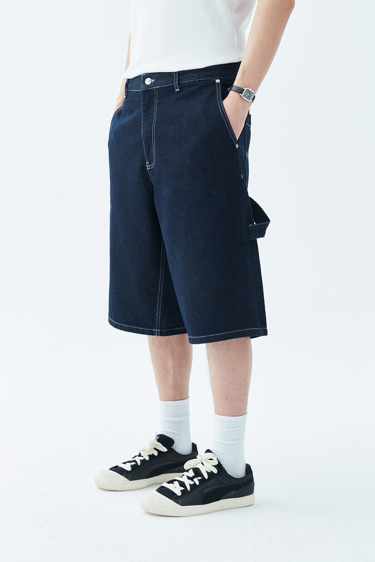 Oversized Denim Bermuda Shorts