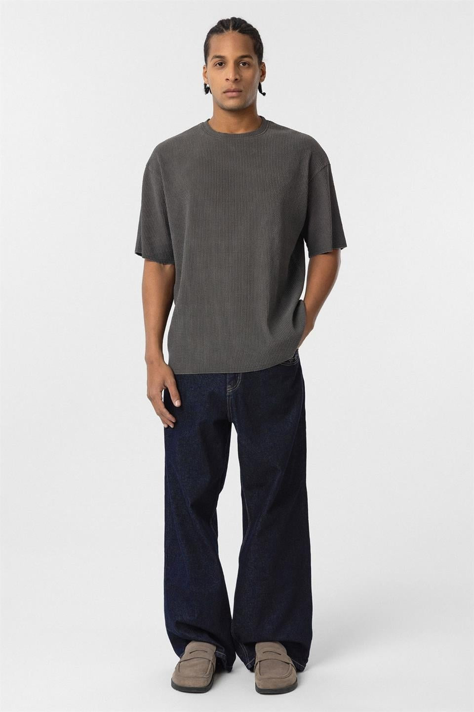 Machine-Washable Ottoman Basic Oversized T-Shirt