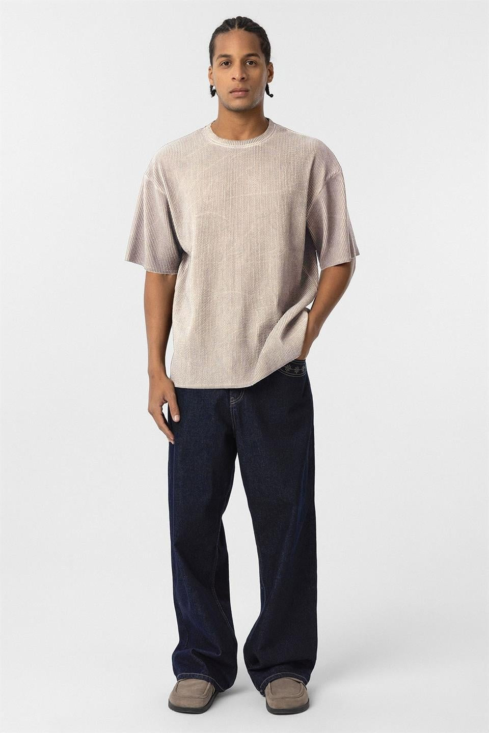 Machine-Washable Ottoman Basic Oversized T-Shirt