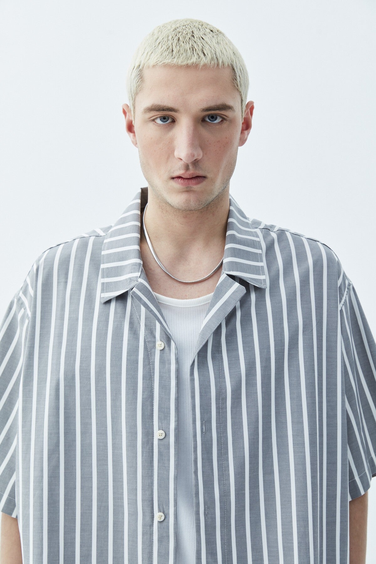 Striped Oversized Short-Sleeve Shirt