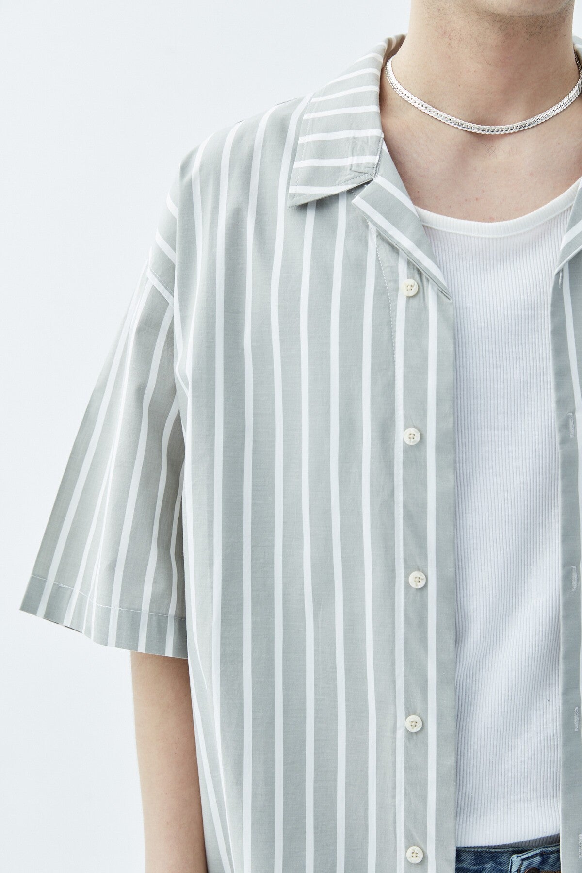 Striped Oversized Short-Sleeve Shirt