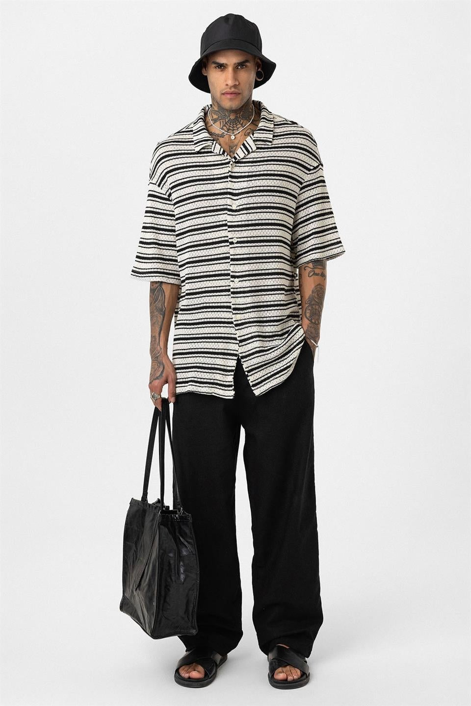 Oversized Striped Knit T-Shirt