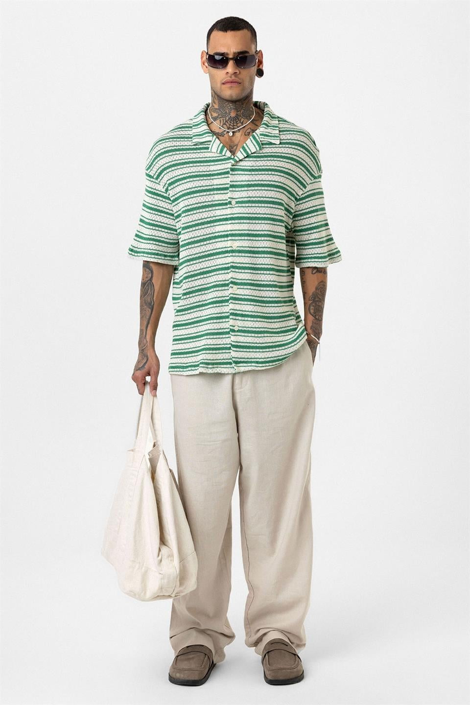 Oversized Striped Knit T-Shirt