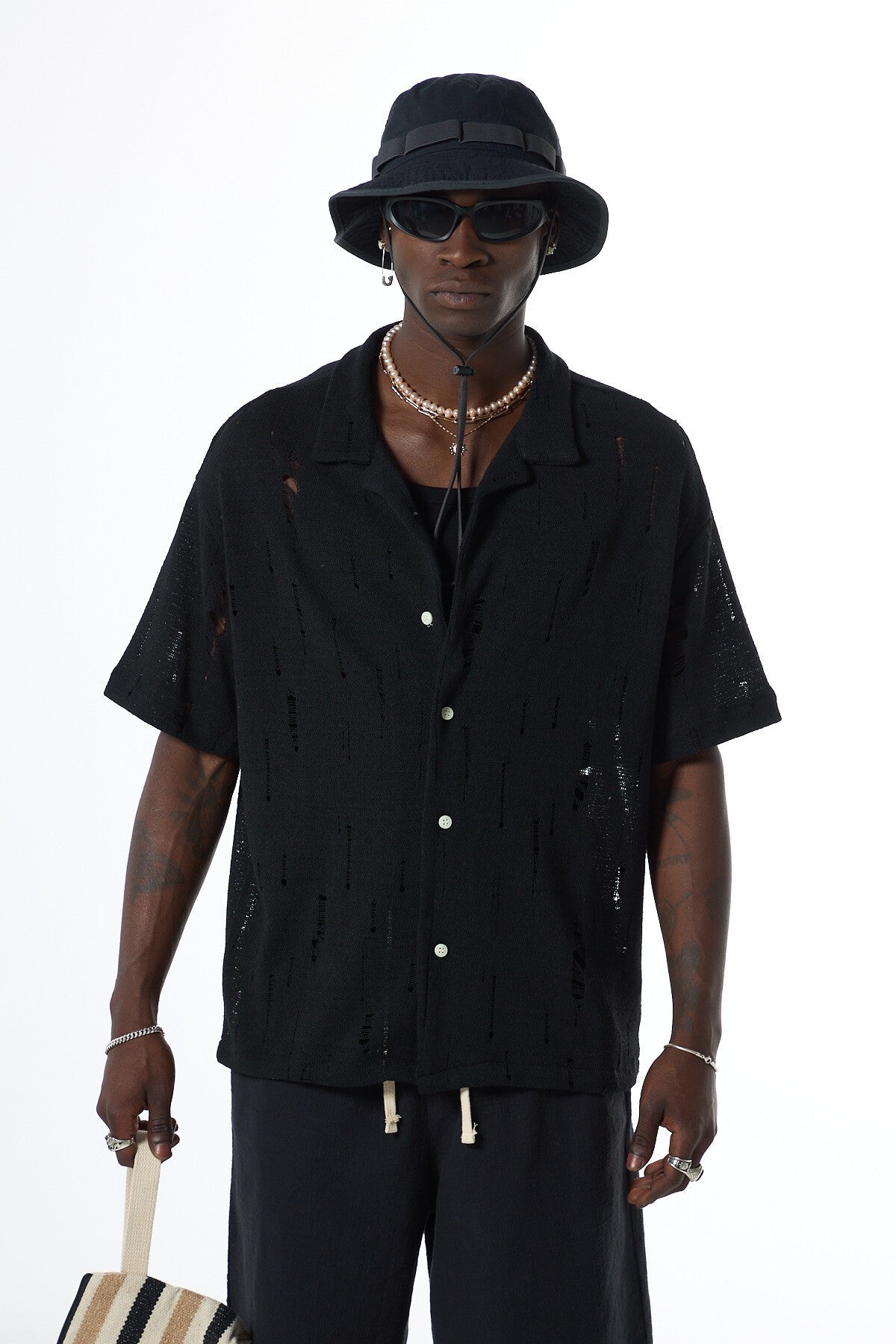Oversized Knitted Shirt with Holes