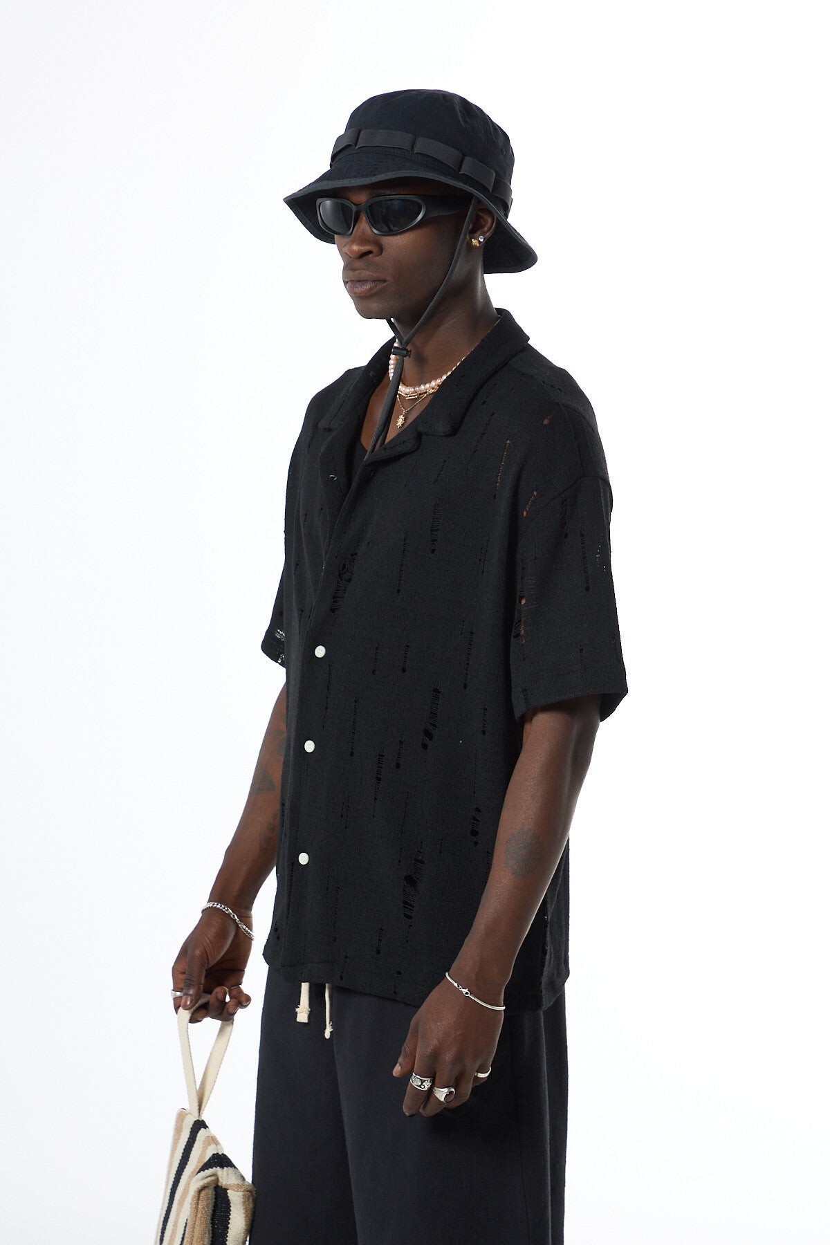 Oversized Knitted Shirt with Holes