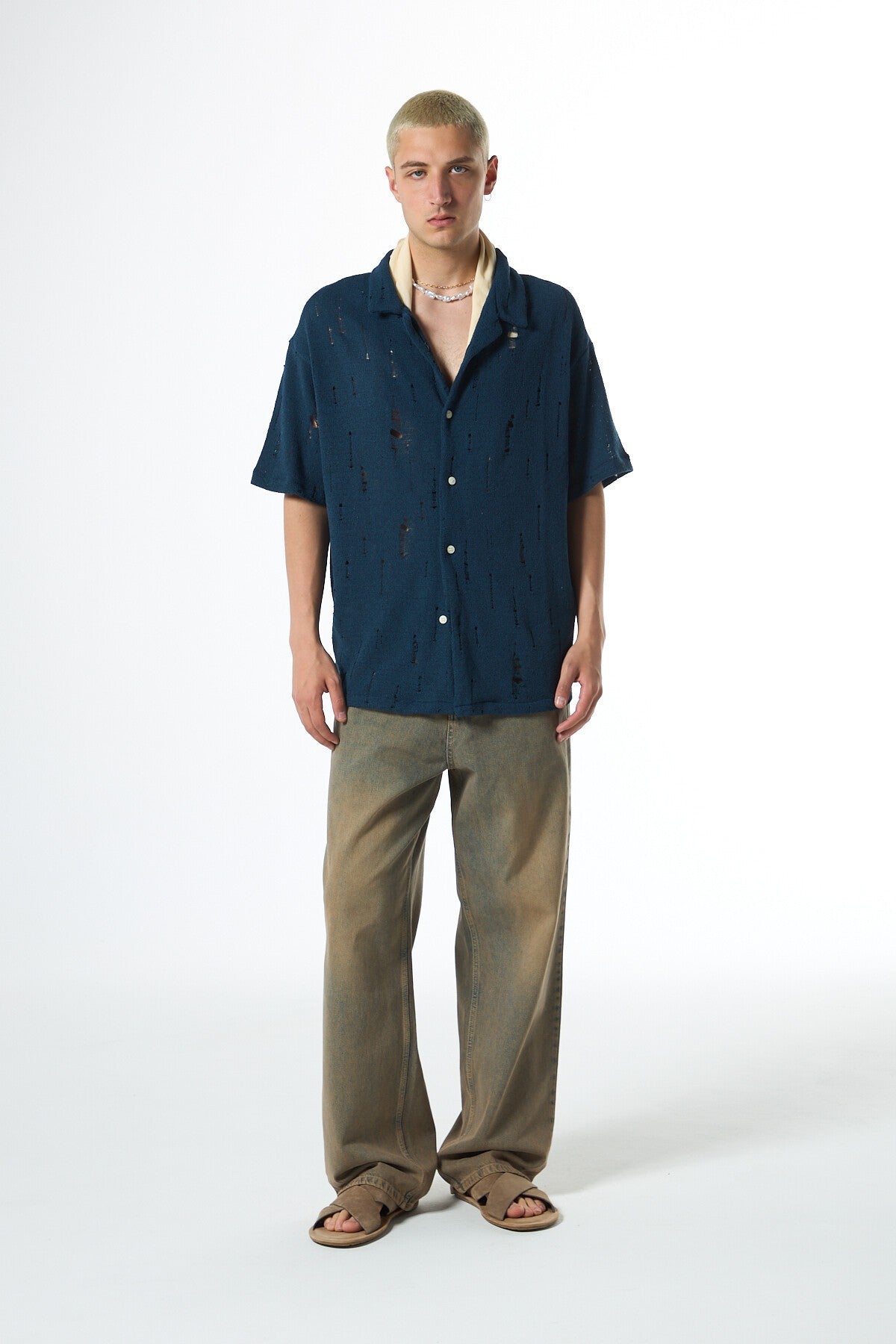 Oversized Knitted Shirt with Holes