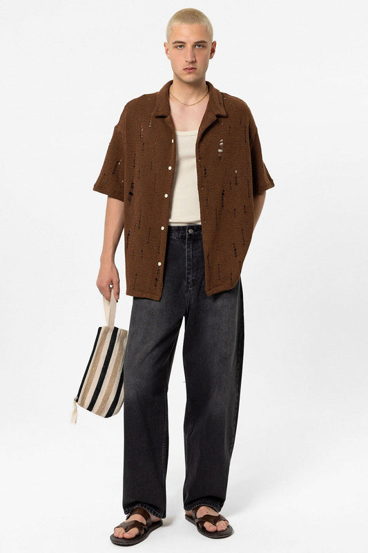 Oversized Knitted Shirt with Holes