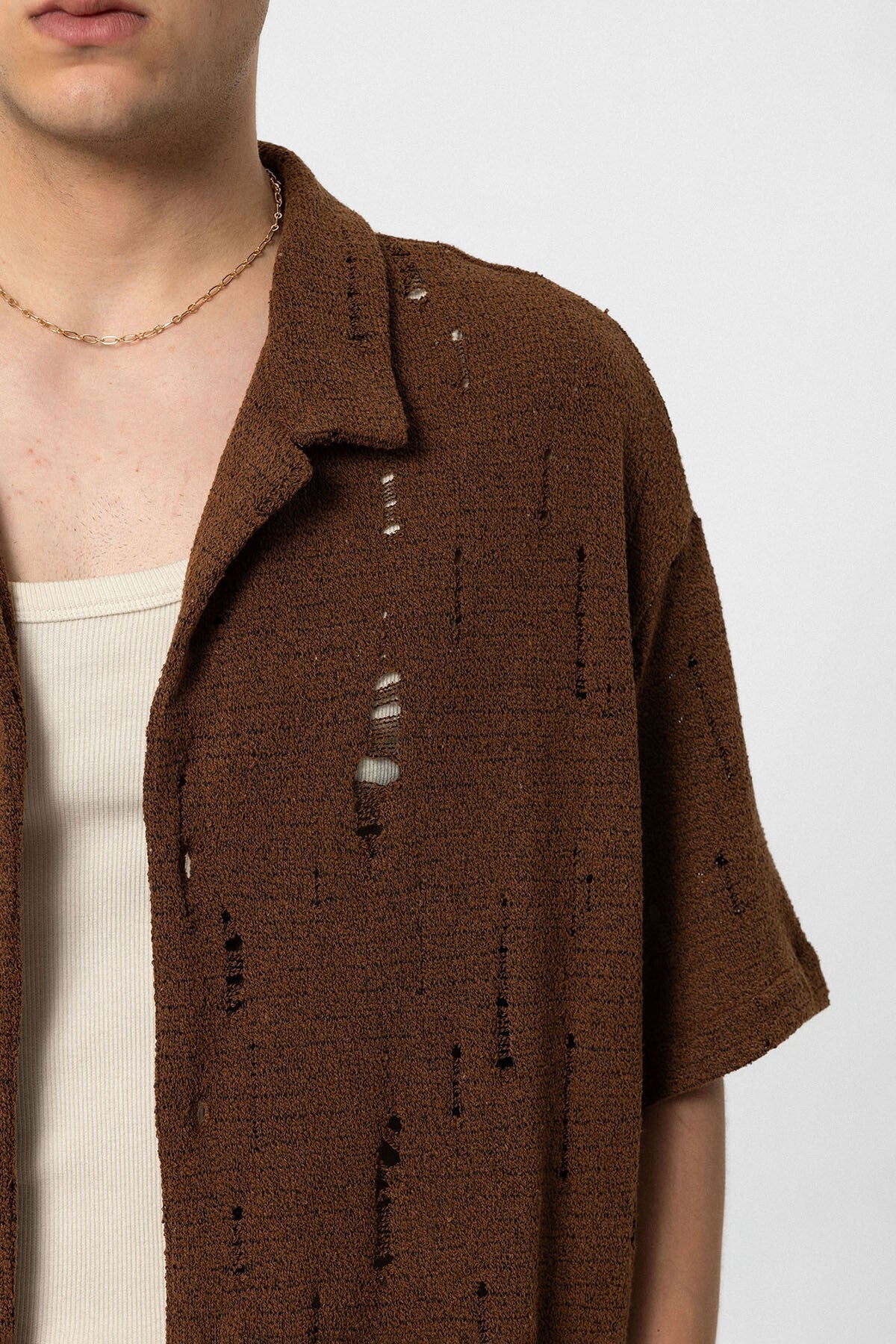 Oversized Knitted Shirt with Holes