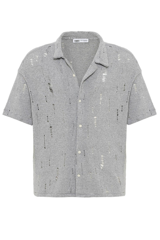 Oversized Knitted Shirt with Holes