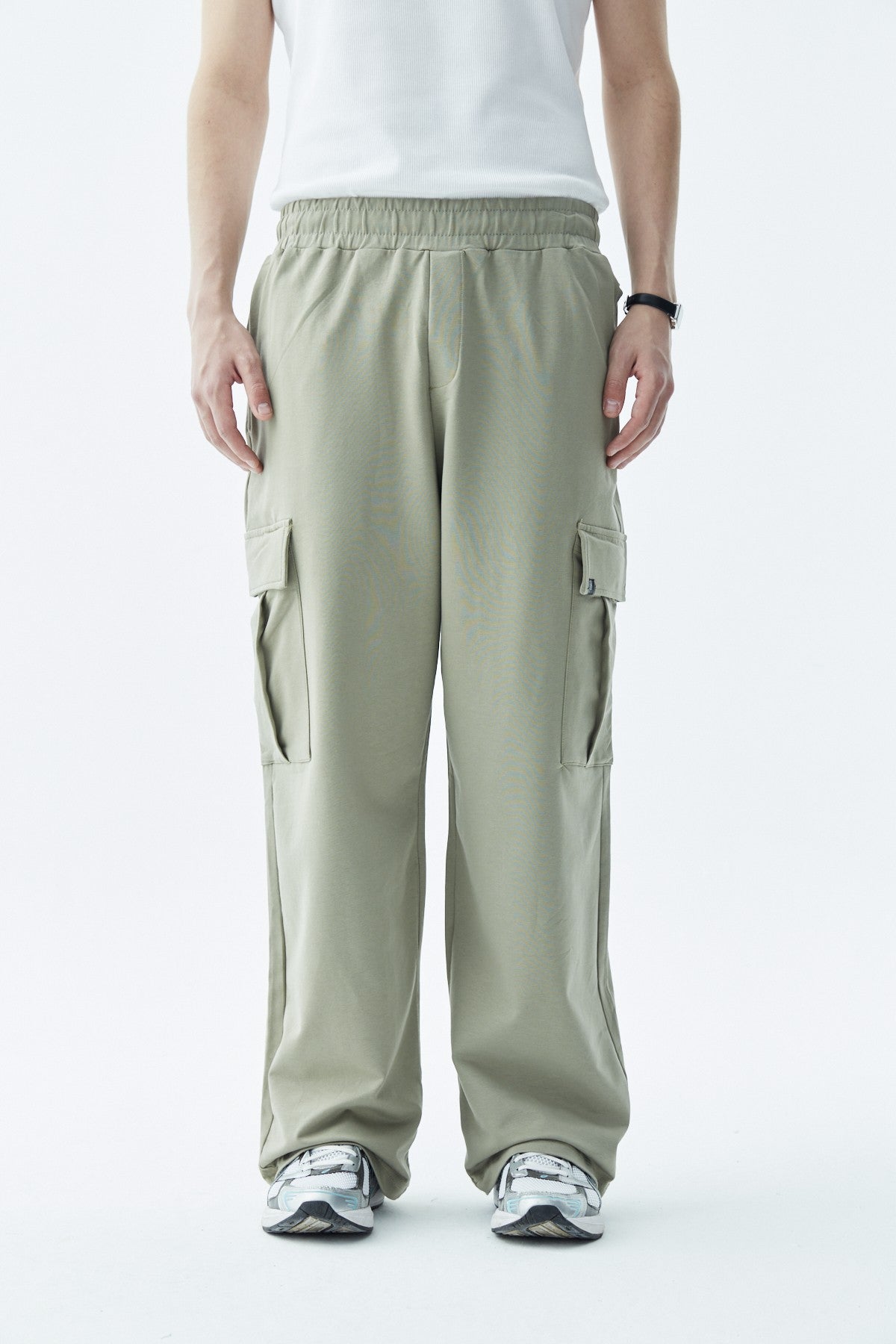 Waistband-Elastic Cargo Baggy Pants