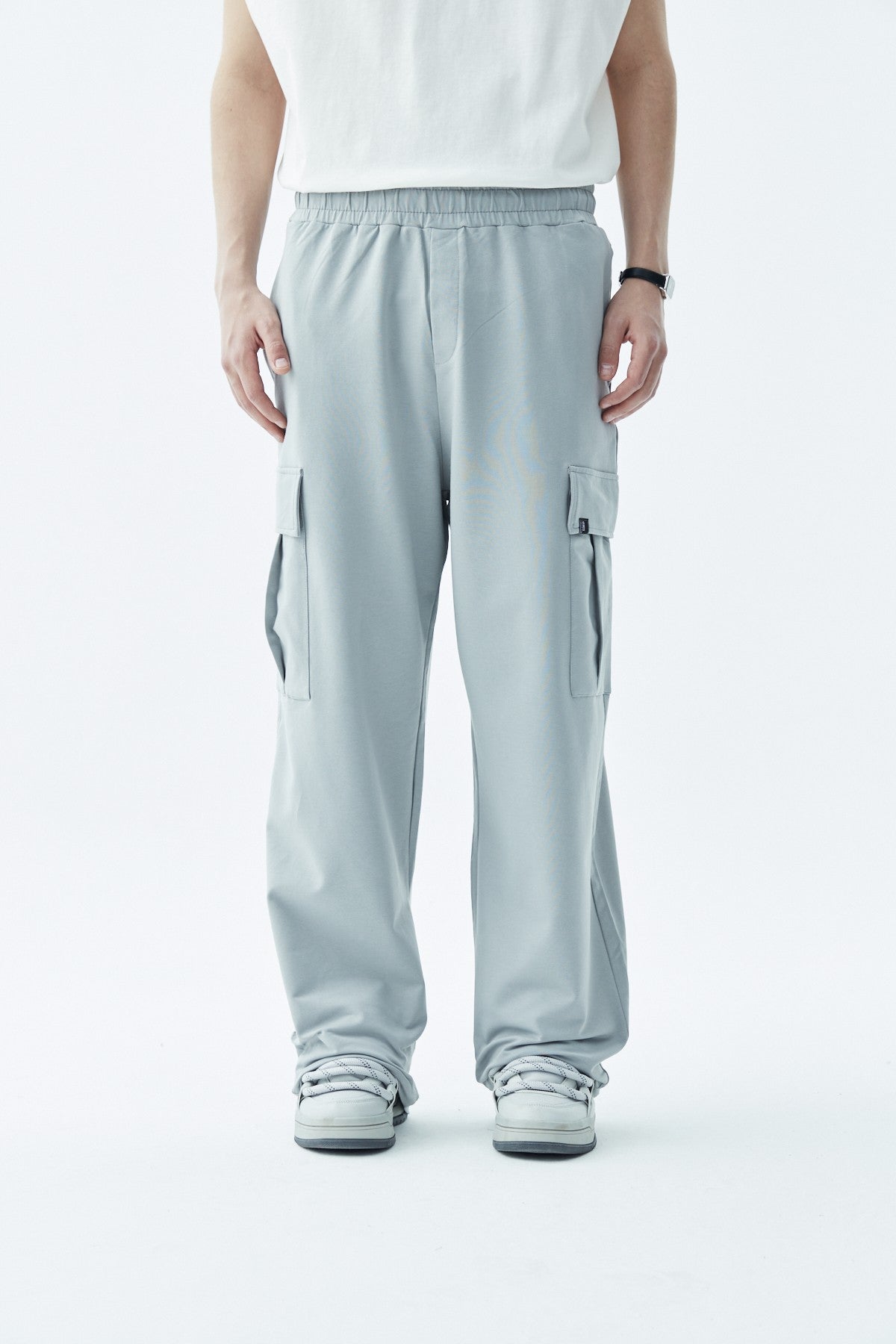 Waistband-Elastic Cargo Baggy Pants