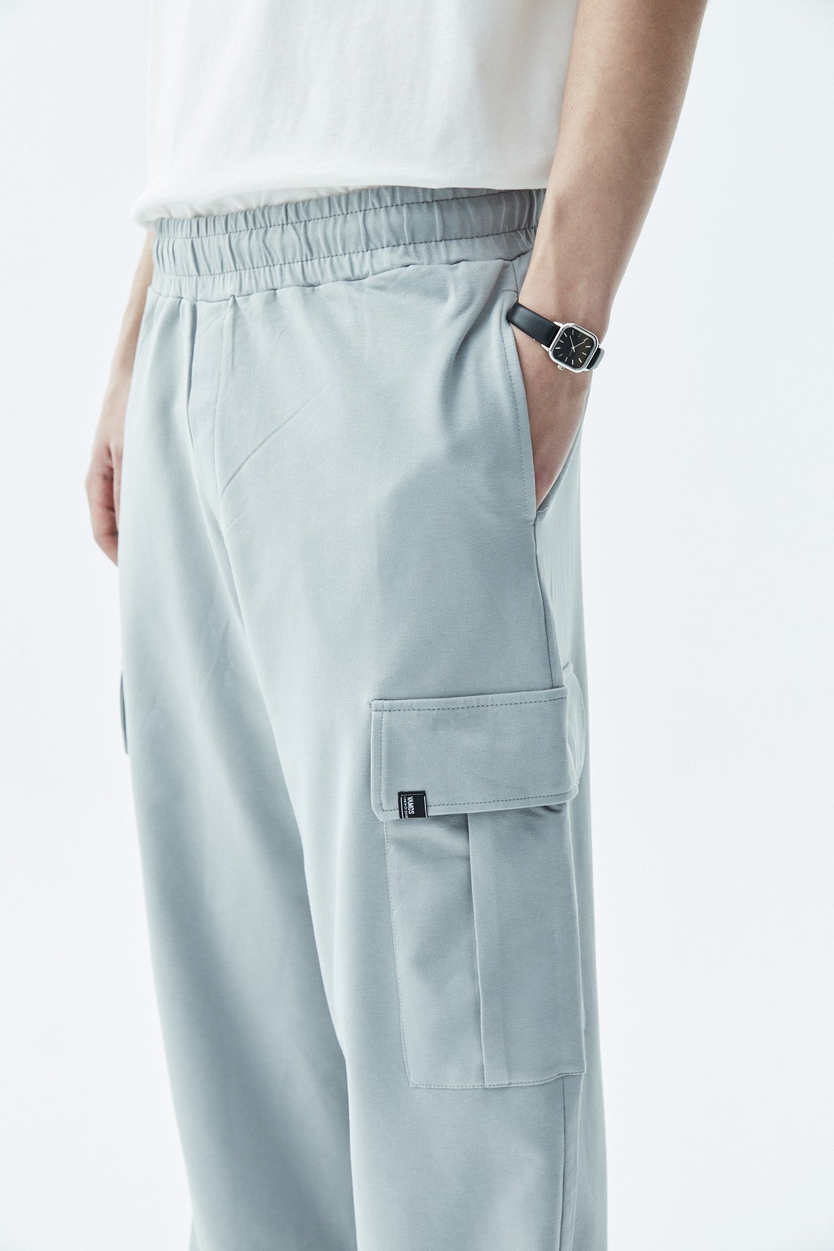 Waistband-Elastic Cargo Baggy Pants