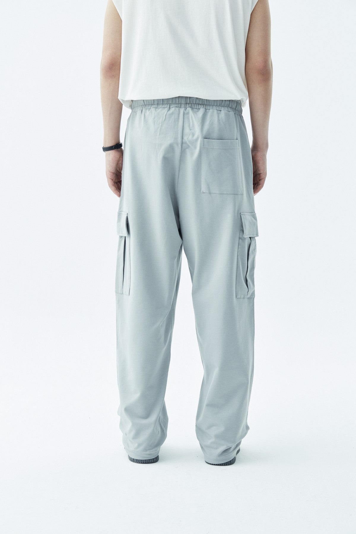 Waistband-Elastic Cargo Baggy Pants