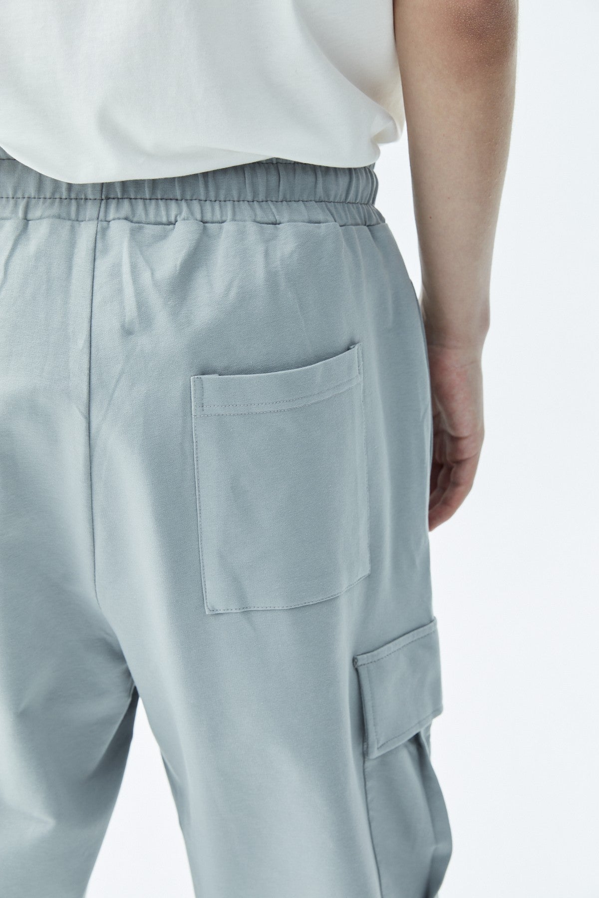 Waistband-Elastic Cargo Baggy Pants