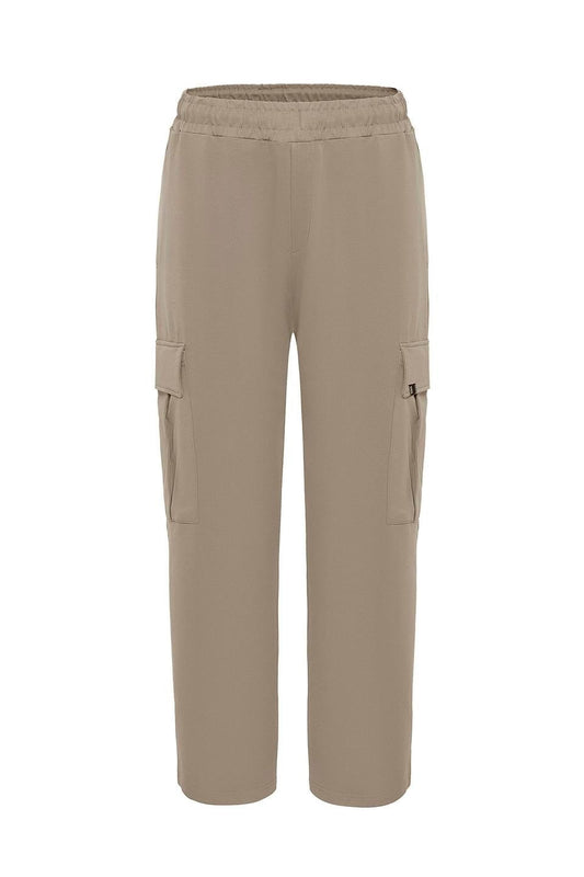 Waistband-Elastic Cargo Baggy Pants