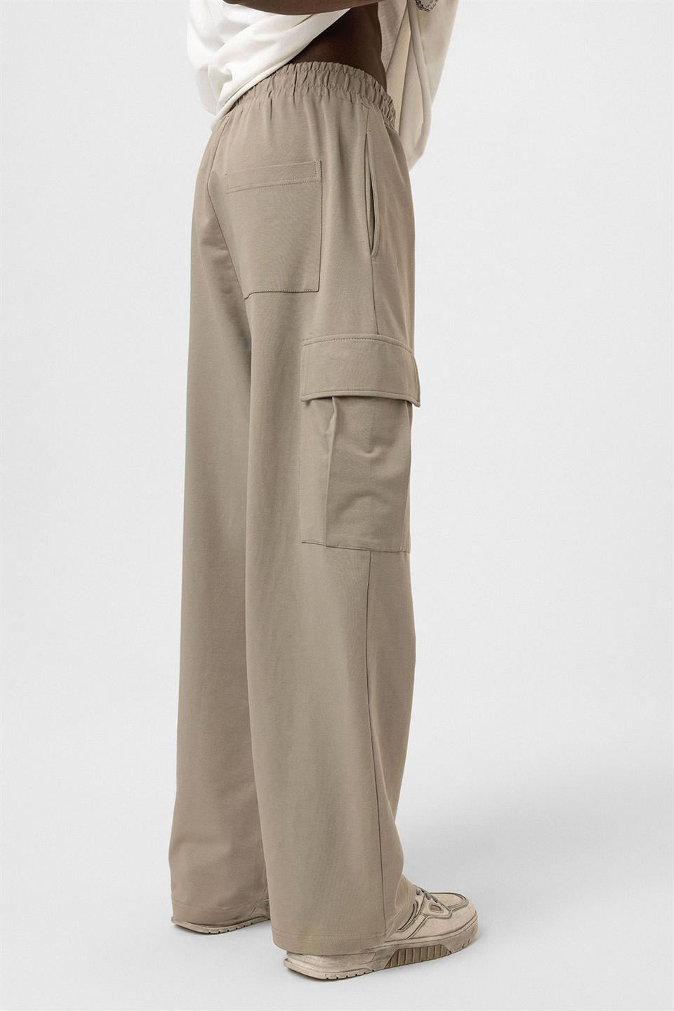 Waistband-Elastic Cargo Baggy Pants