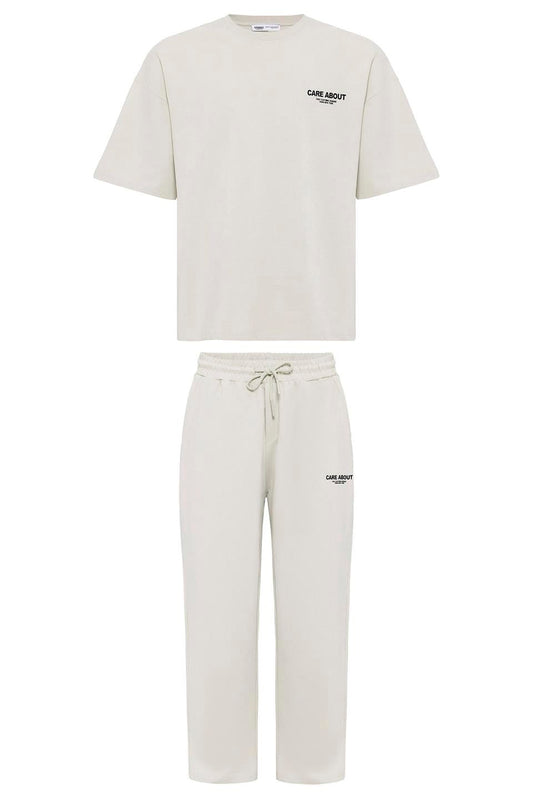 Care About Printed Oversized Sweatsuit Set - 40-573