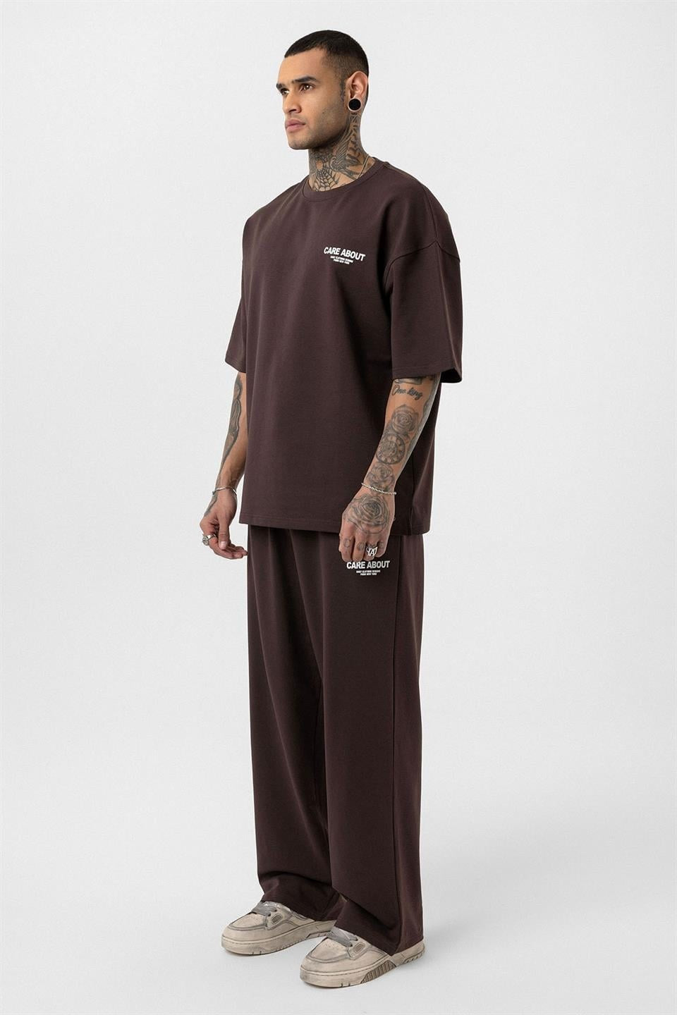Care About Printed Oversized Sweatsuit Set - 40-573