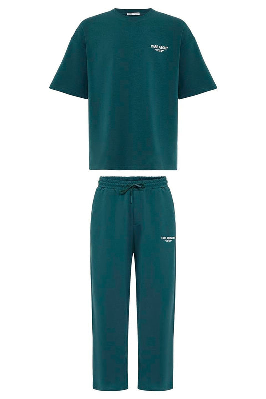 Care About Printed Oversized Sweatsuit Set - 40-573
