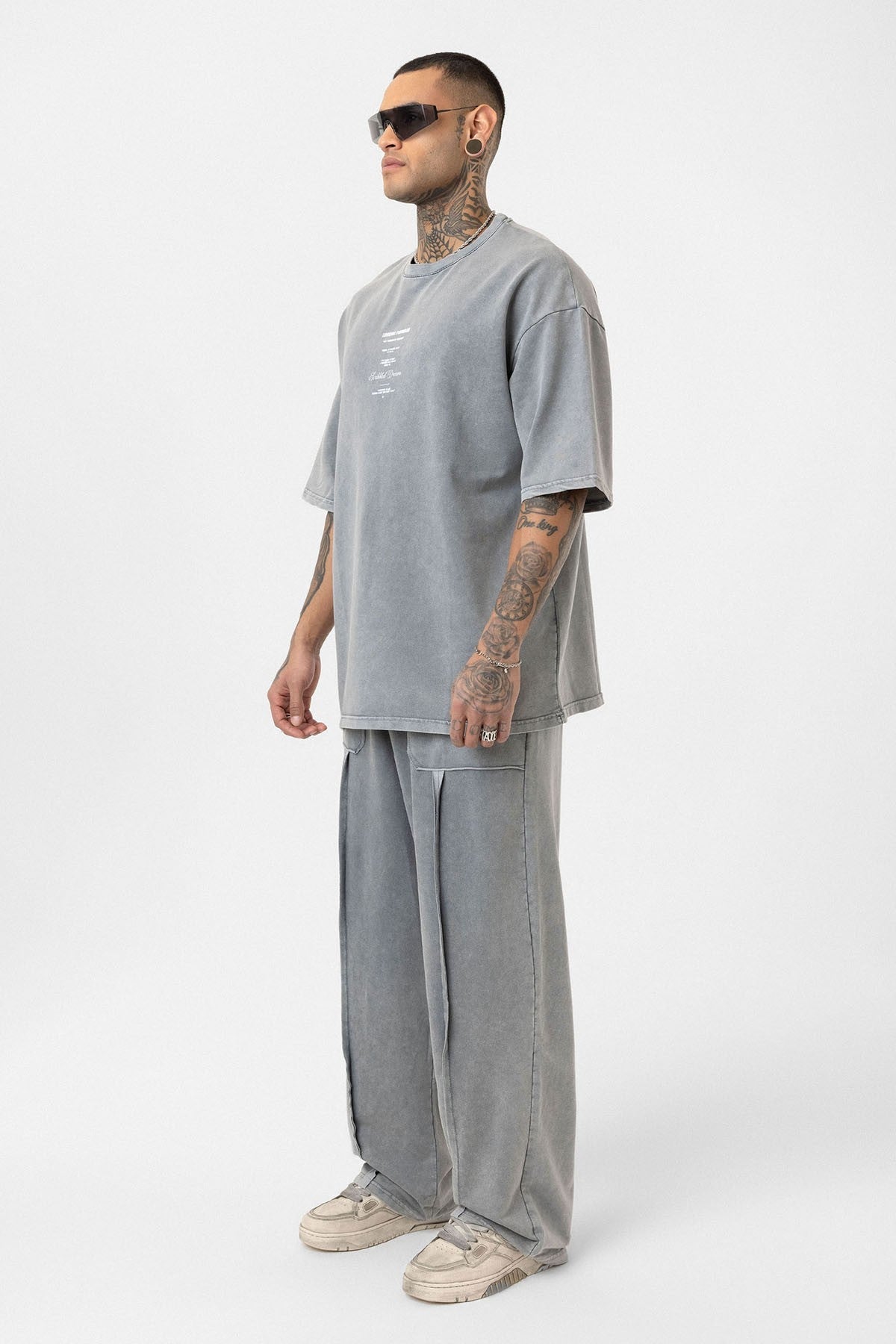 Oversized Printed Sweatsuit Set (Machine Washable)