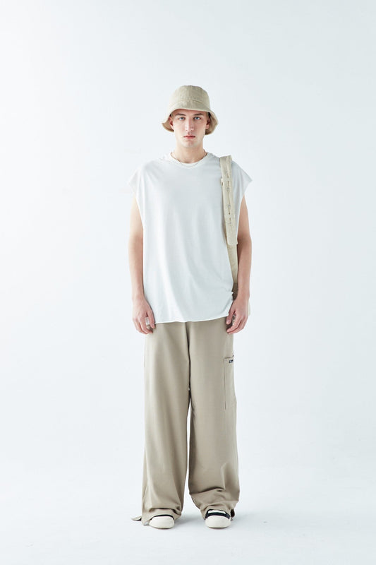 Oversized Sweatpants with Cuffed Legs and Side Pockets