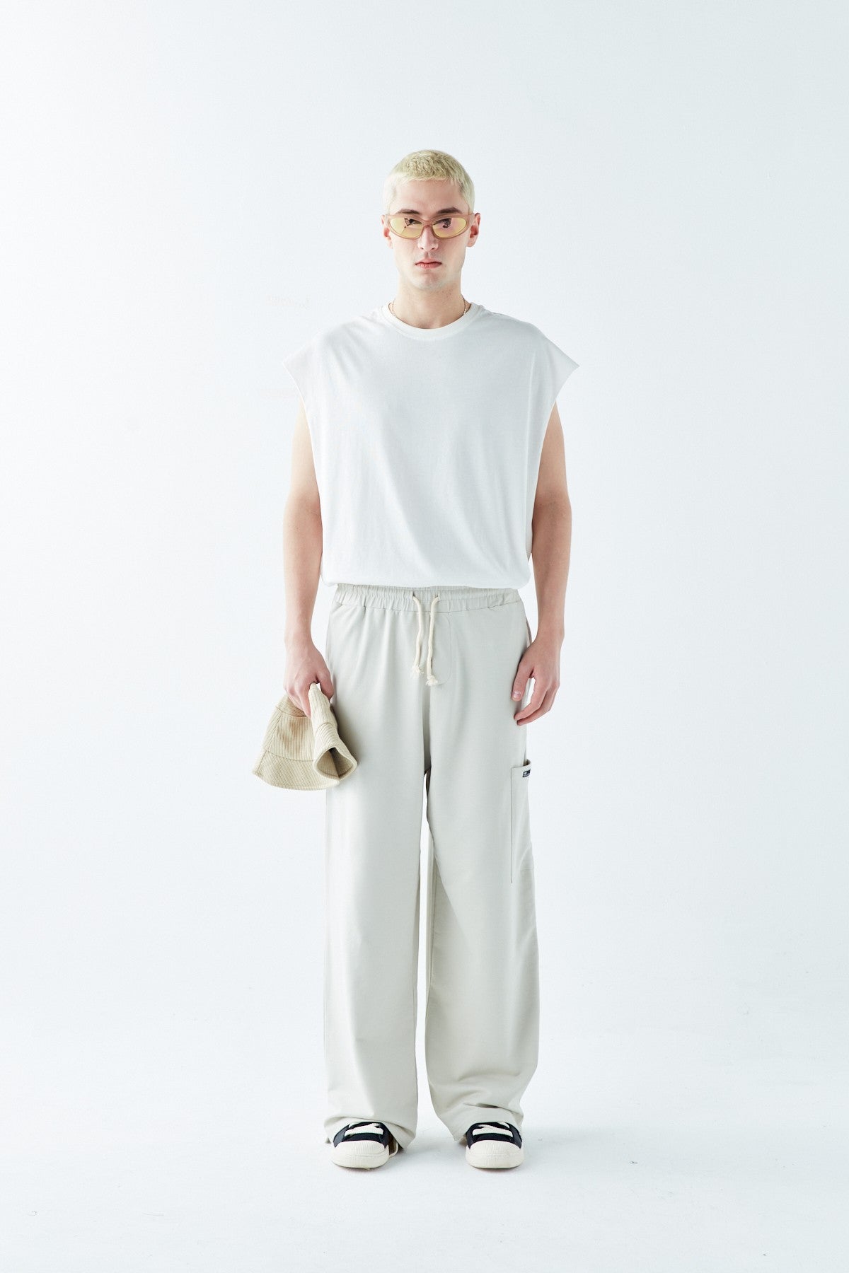 Oversized Sweatpants with Cuffed Legs and Side Pockets