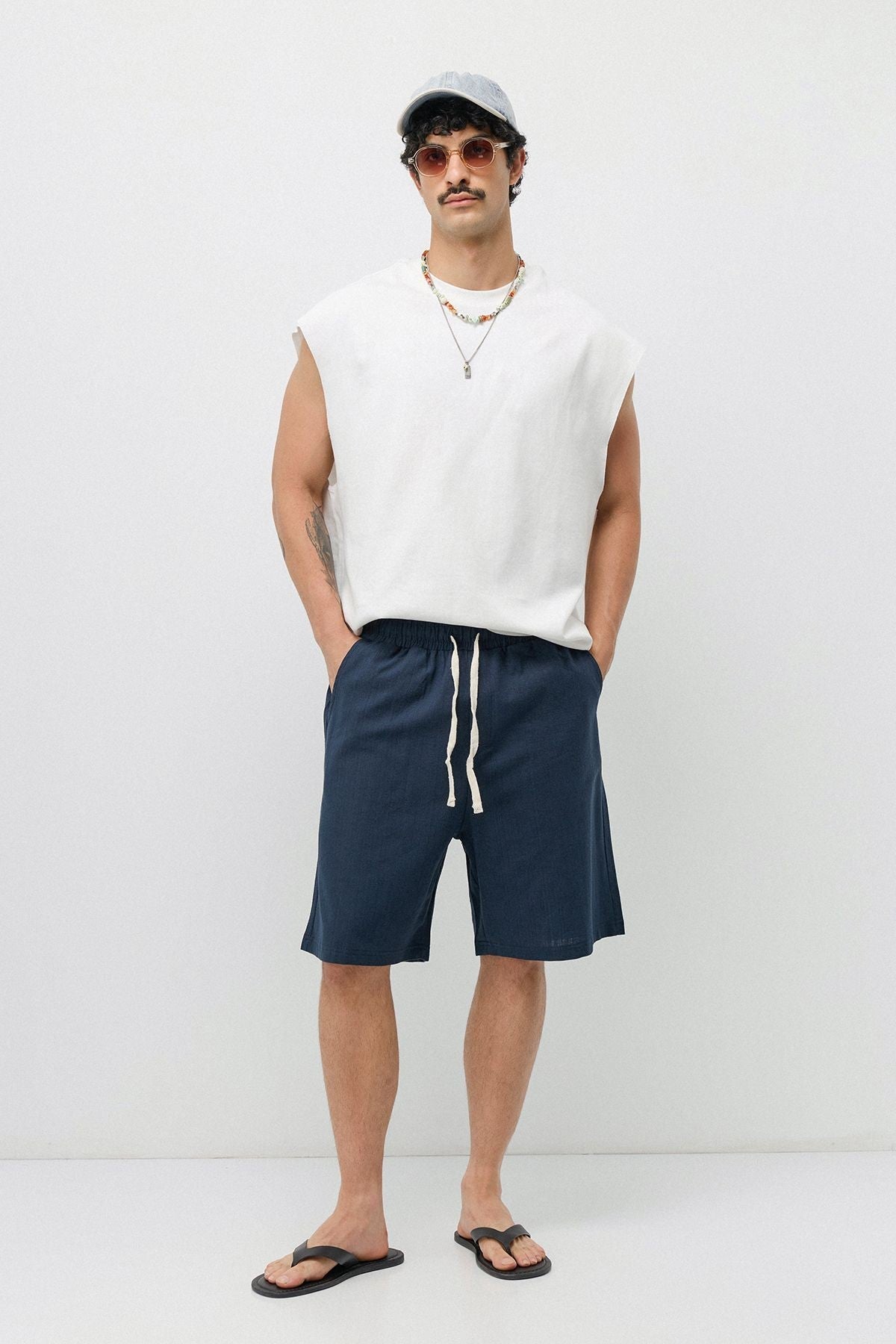 Basic Oversized Linen Shorts