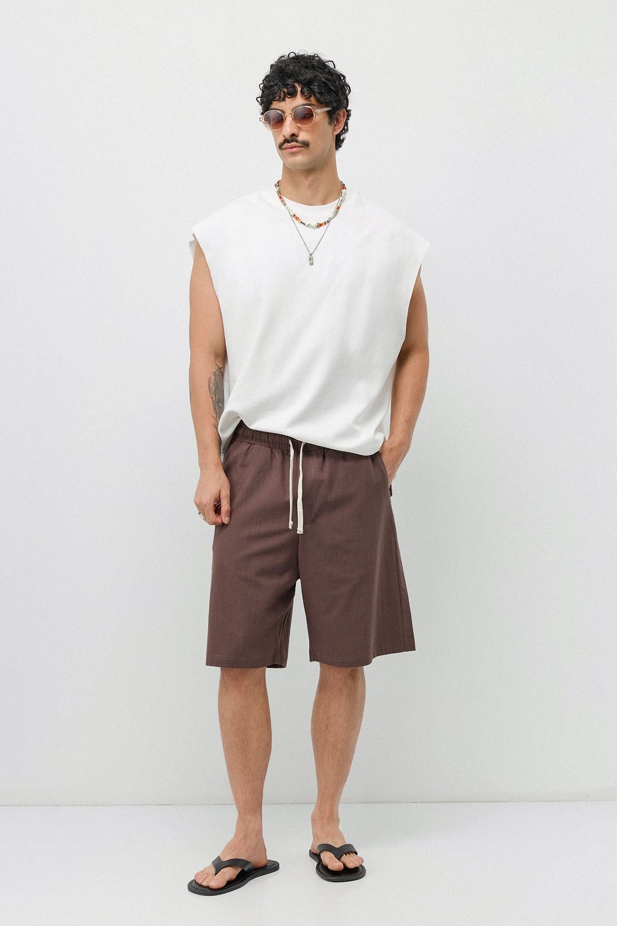 Basic Oversized Linen Shorts