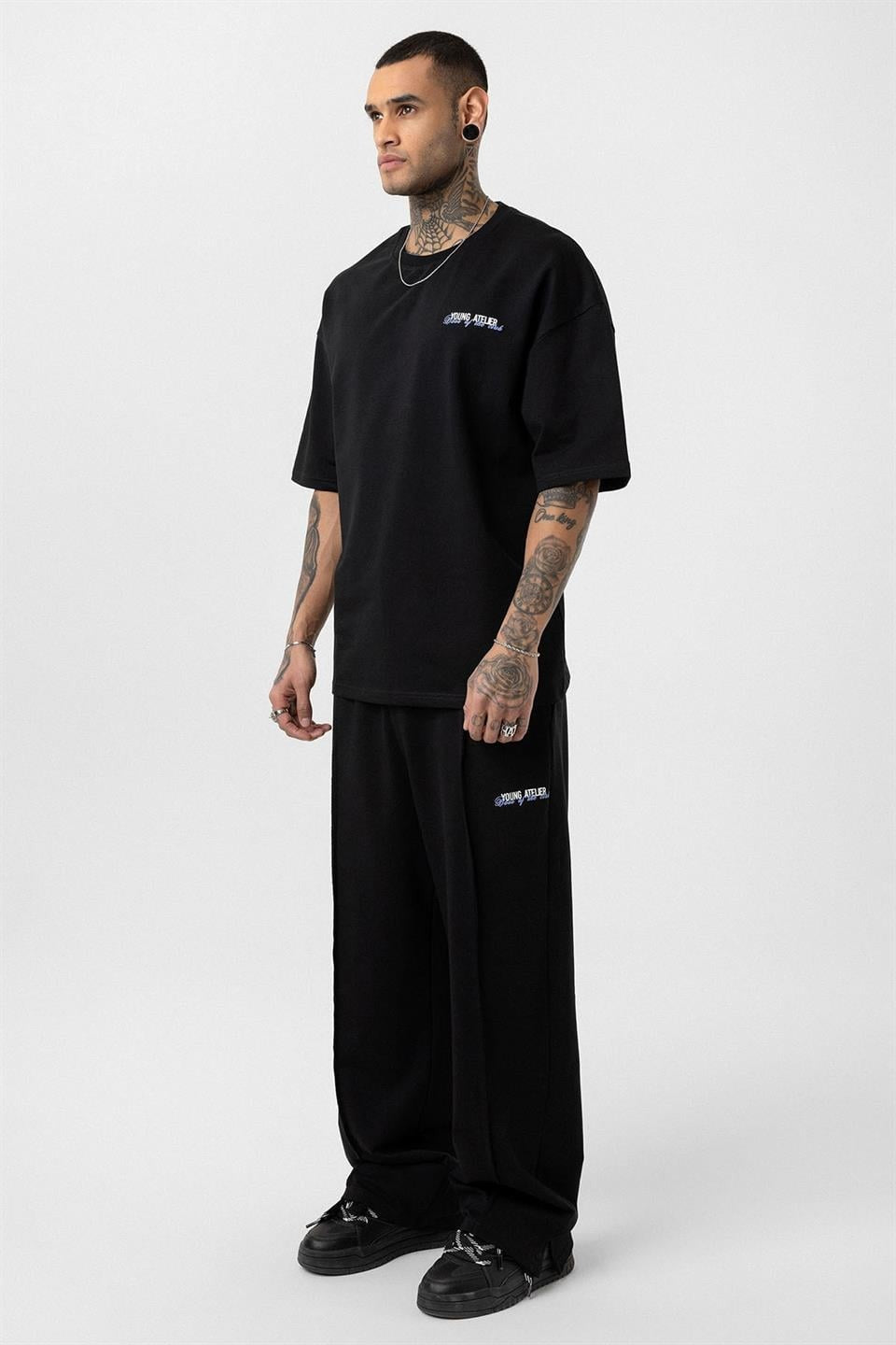 Oversized Sweatsuit Set with Slit Hem