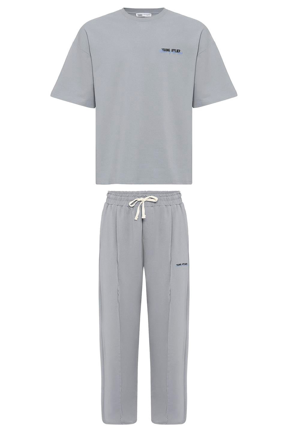 Oversized Sweatsuit Set with Slit Hem