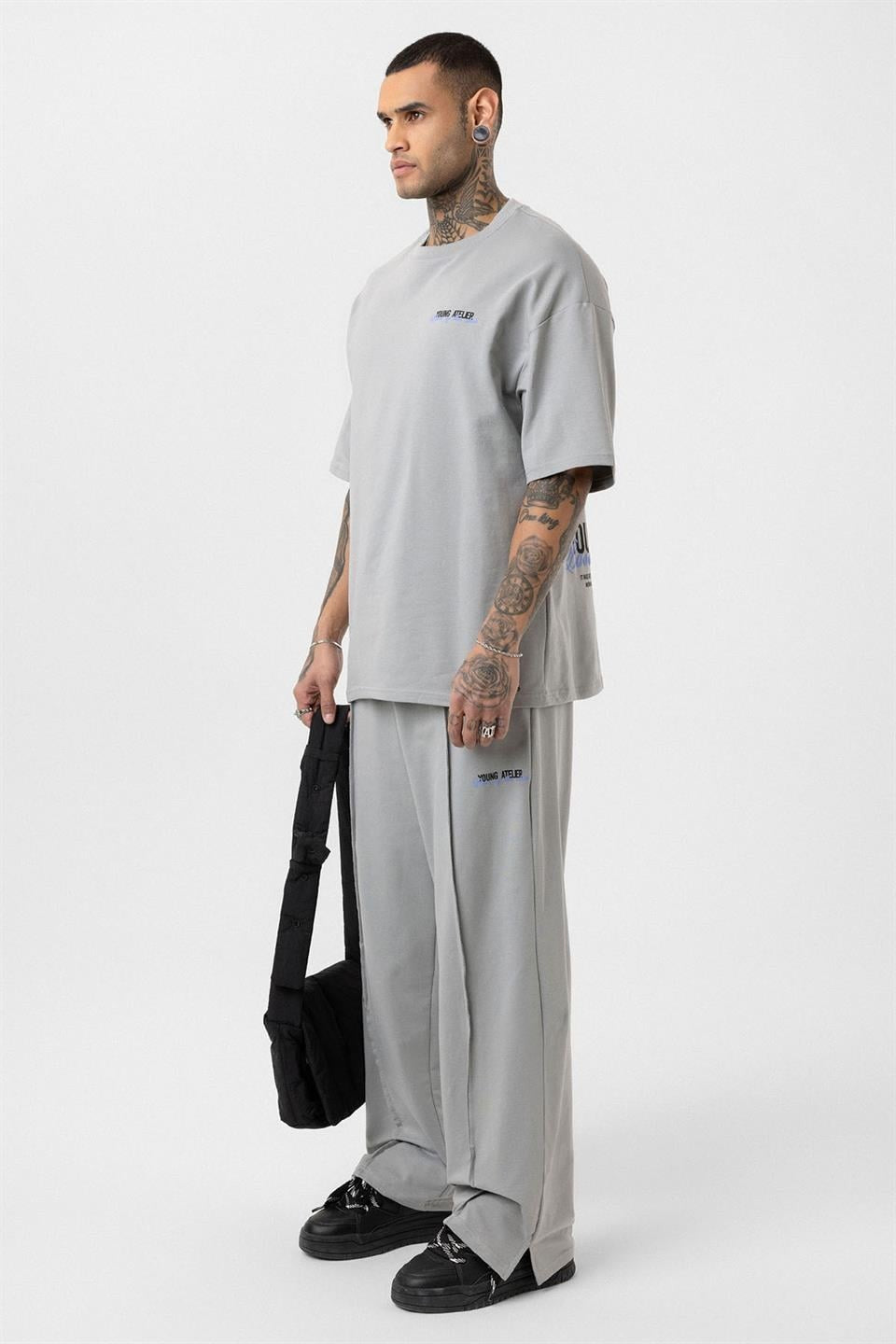 Oversized Sweatsuit Set with Slit Hem