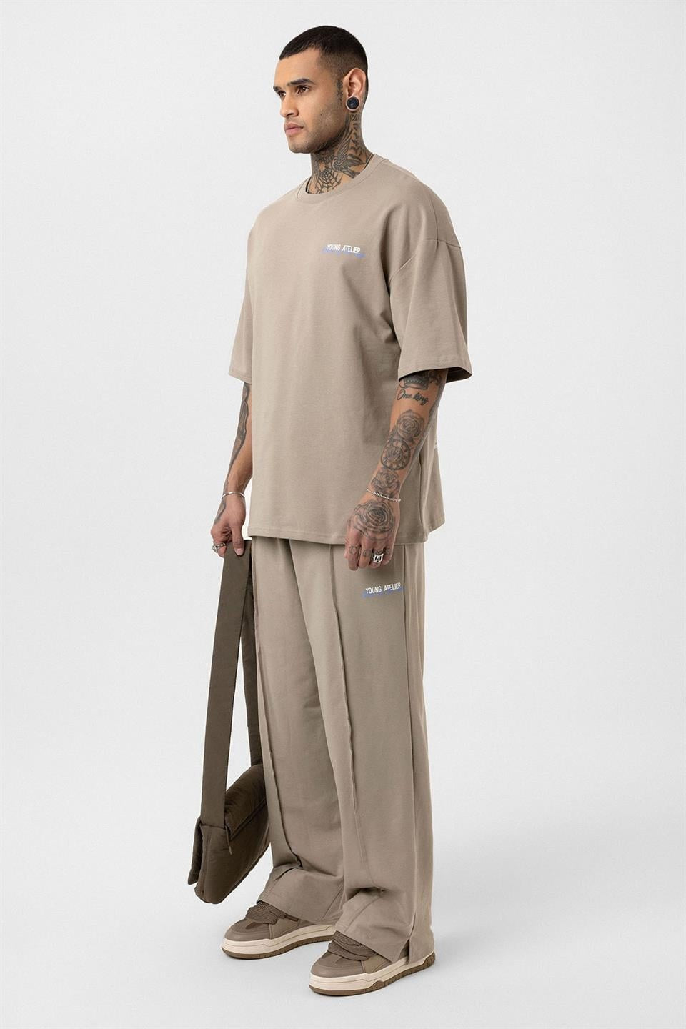 Oversized Sweatsuit Set with Slit Hem