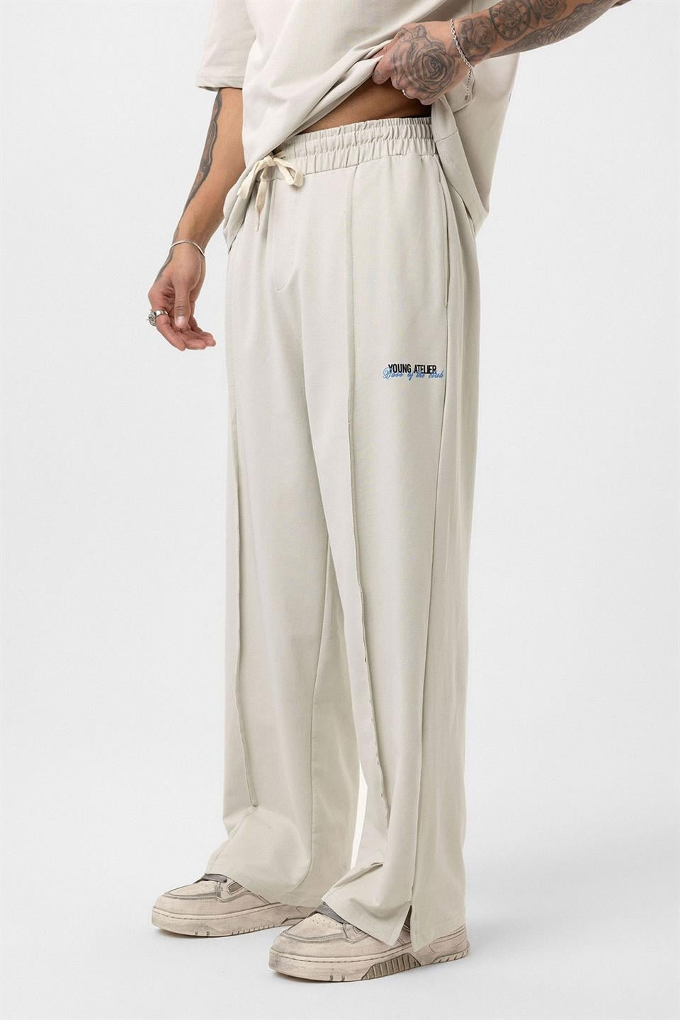 Oversized Sweatsuit Set with Slit Hem