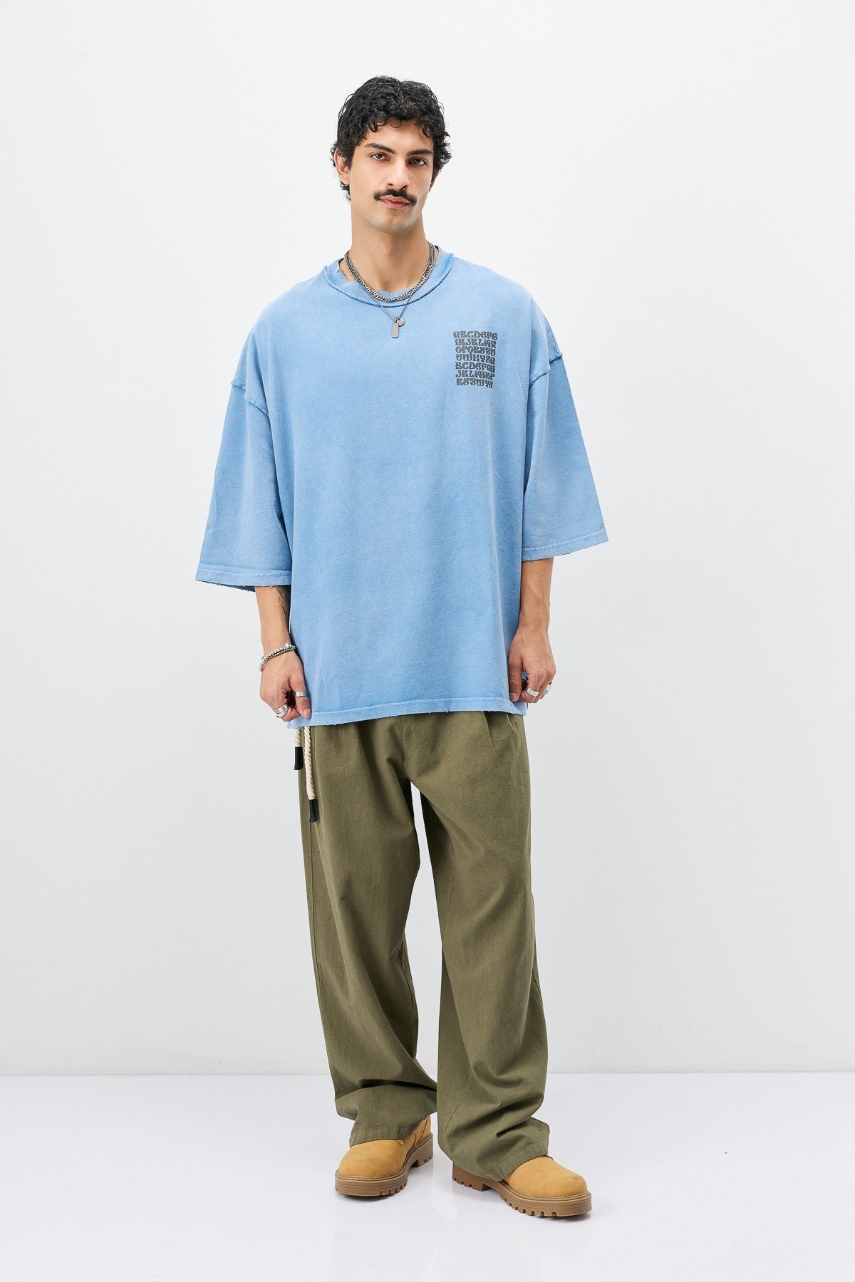 Oversized Linen Pants with Detailed Belt