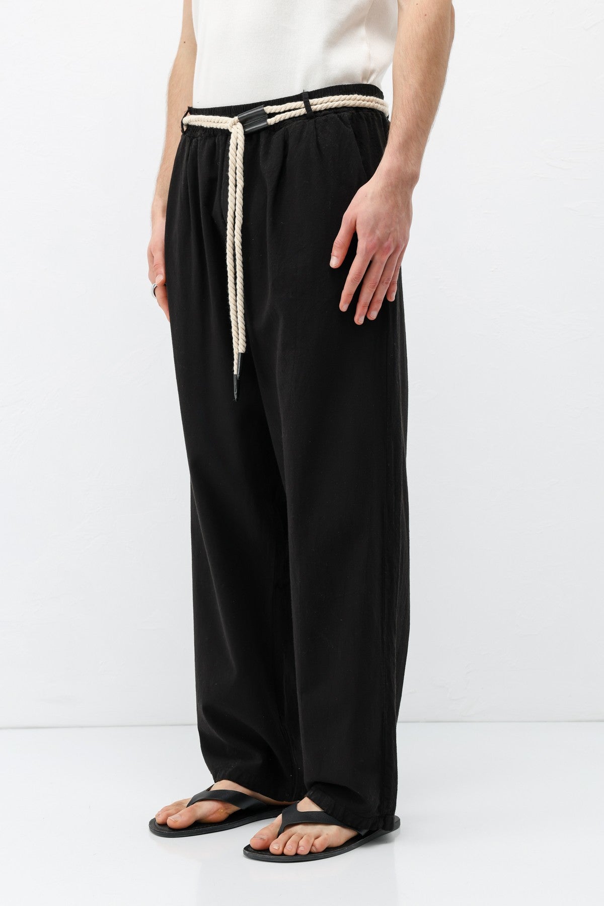 Oversized Linen Pants with Detailed Belt