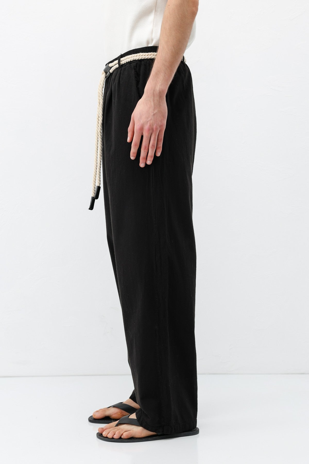 Oversized Linen Pants with Detailed Belt