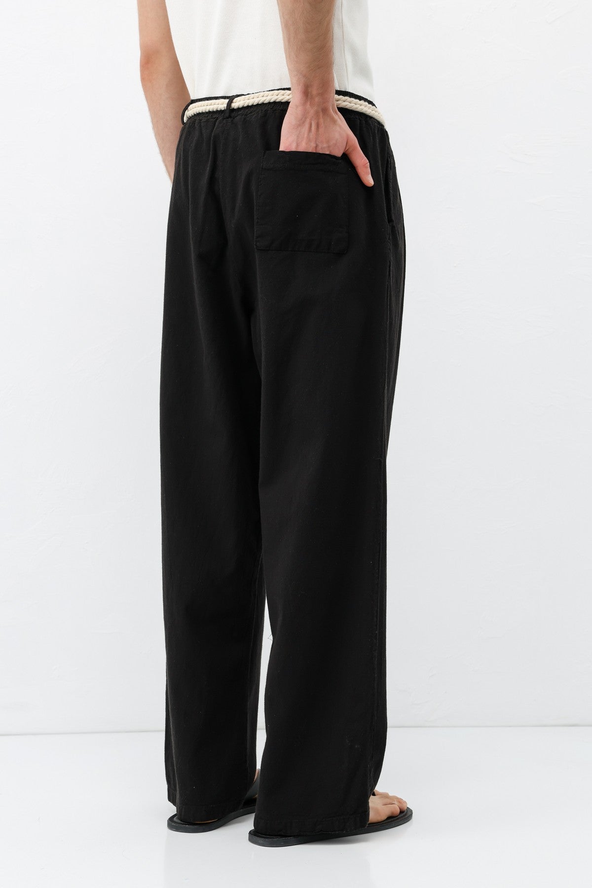 Oversized Linen Pants with Detailed Belt