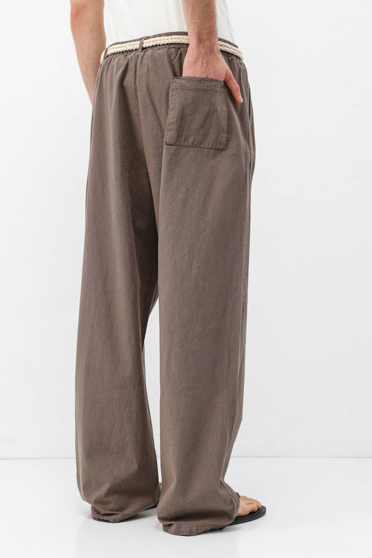 Oversized Linen Pants with Detailed Belt
