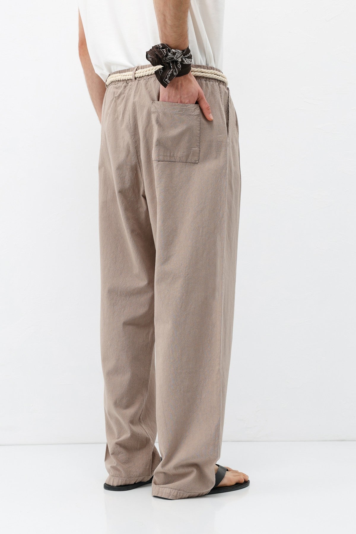 Oversized Linen Pants with Detailed Belt