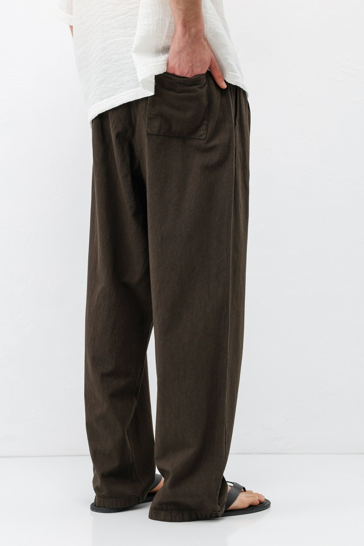 Oversized Linen Pants with Detailed Belt