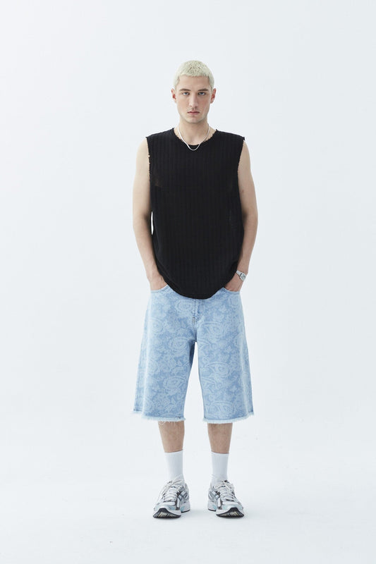 Oversized Denim Bermuda Shorts