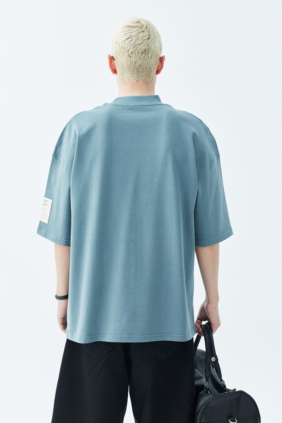 Oversized T-Shirt with Fisherman's Collar and Label Detail