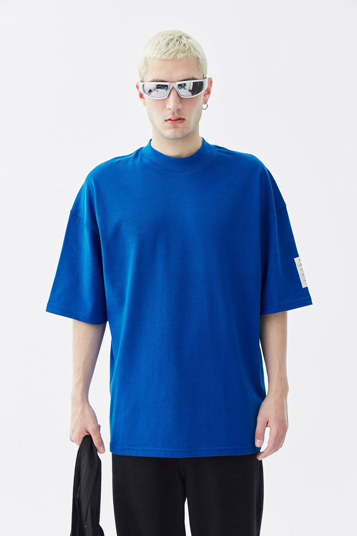 Oversized T-Shirt with Fisherman's Collar and Label Detail