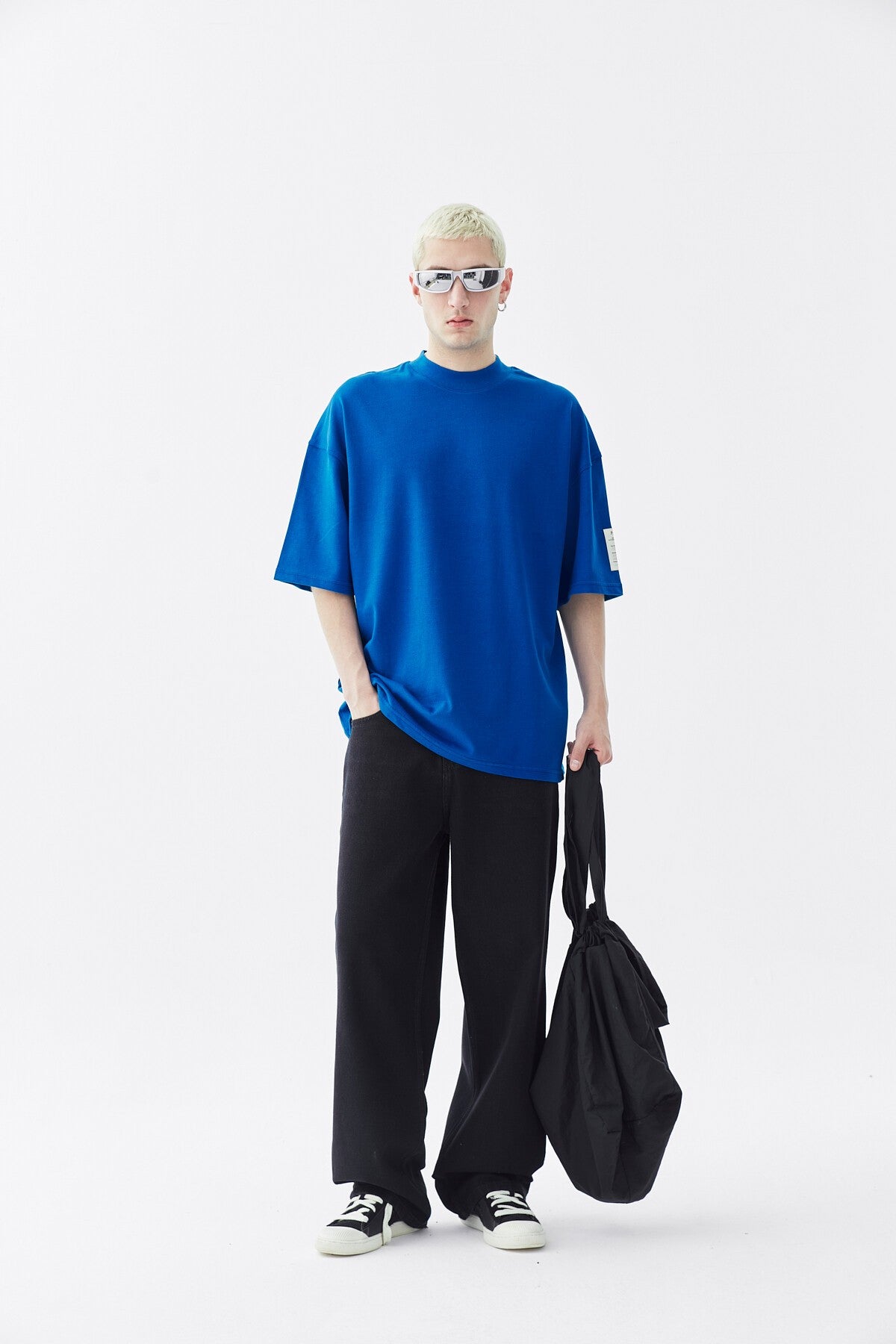 Oversized T-Shirt with Fisherman's Collar and Label Detail