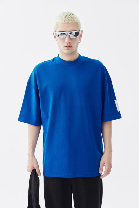 Oversized T-Shirt with Fisherman's Collar and Label Detail