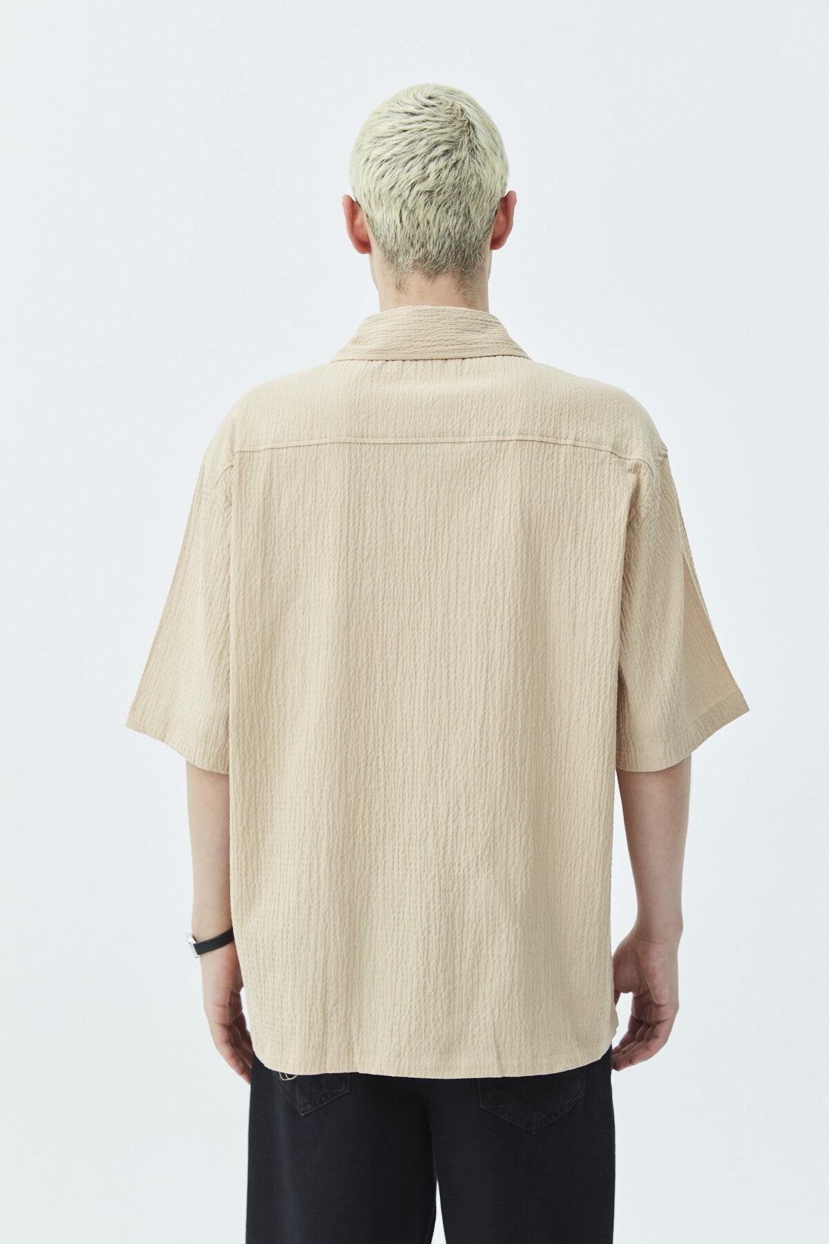 Oversized Short-Sleeve Linen Shirt with Pockets