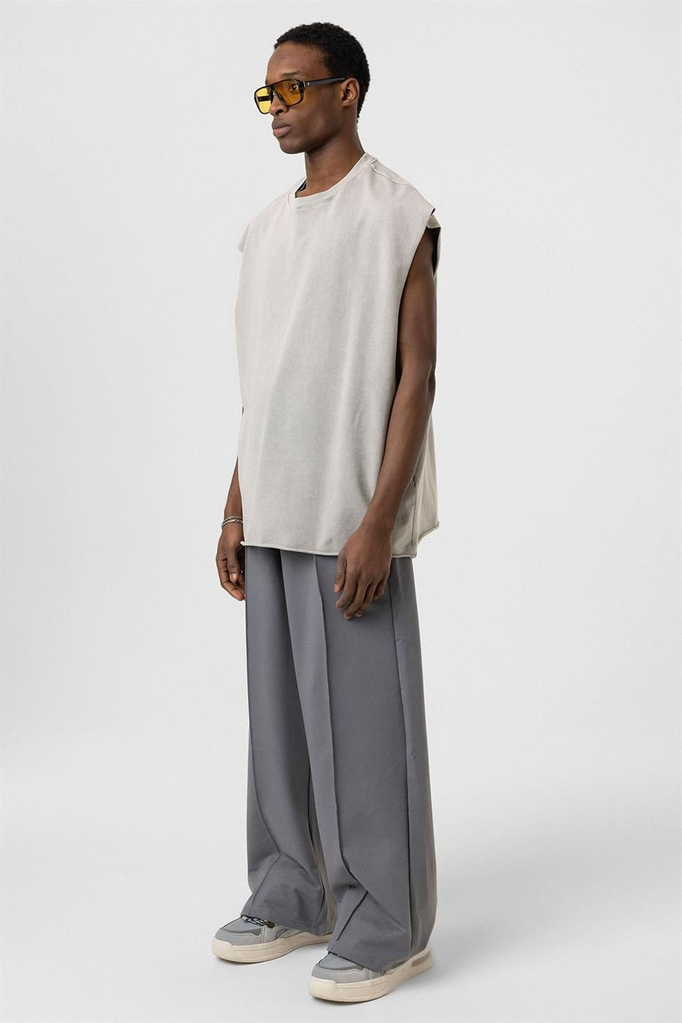 Oversized Sweatpants with Stitching Details
