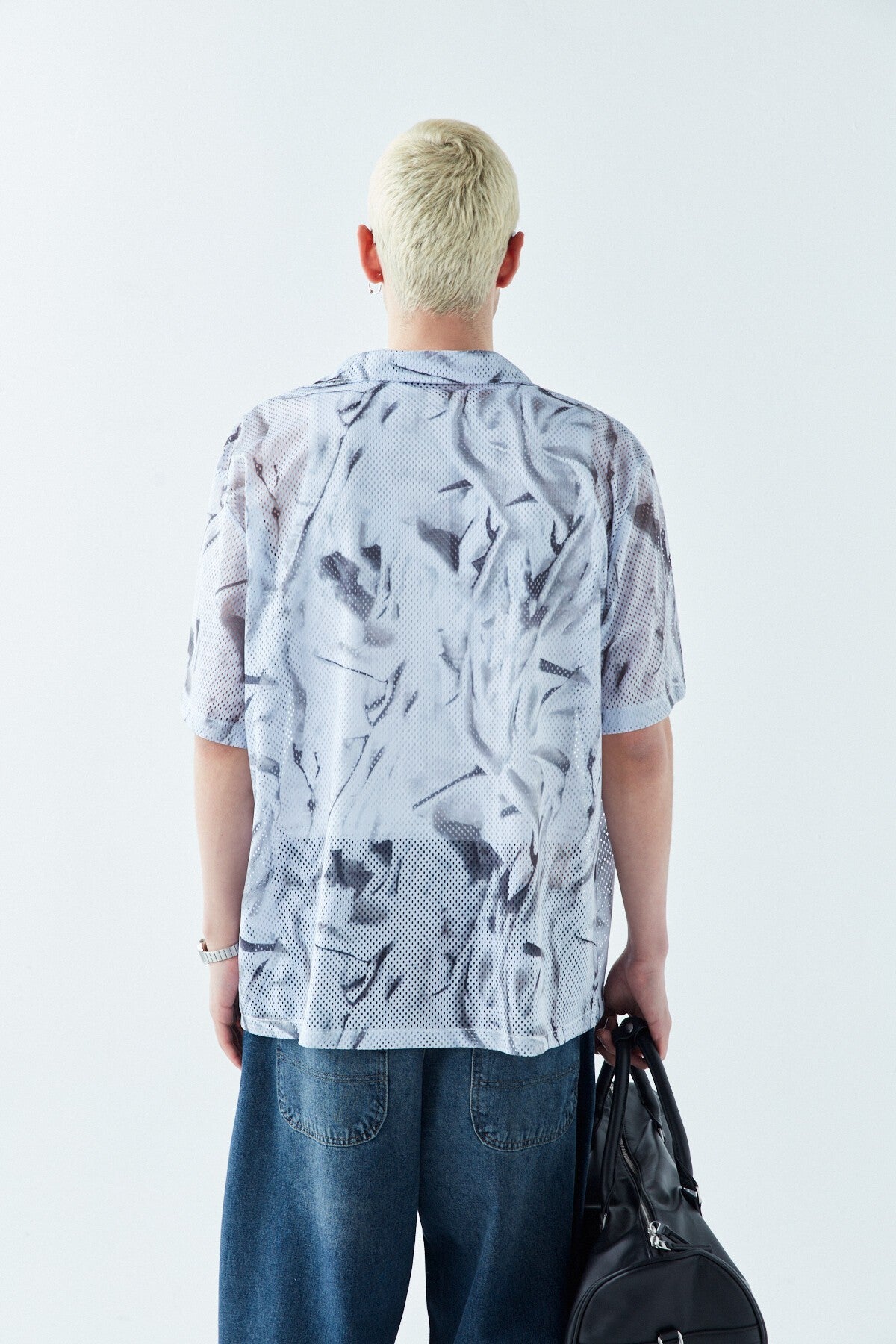 Patterned, Ribbed Oversized Shirt