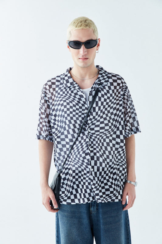 Patterned, Ribbed Oversized Shirt