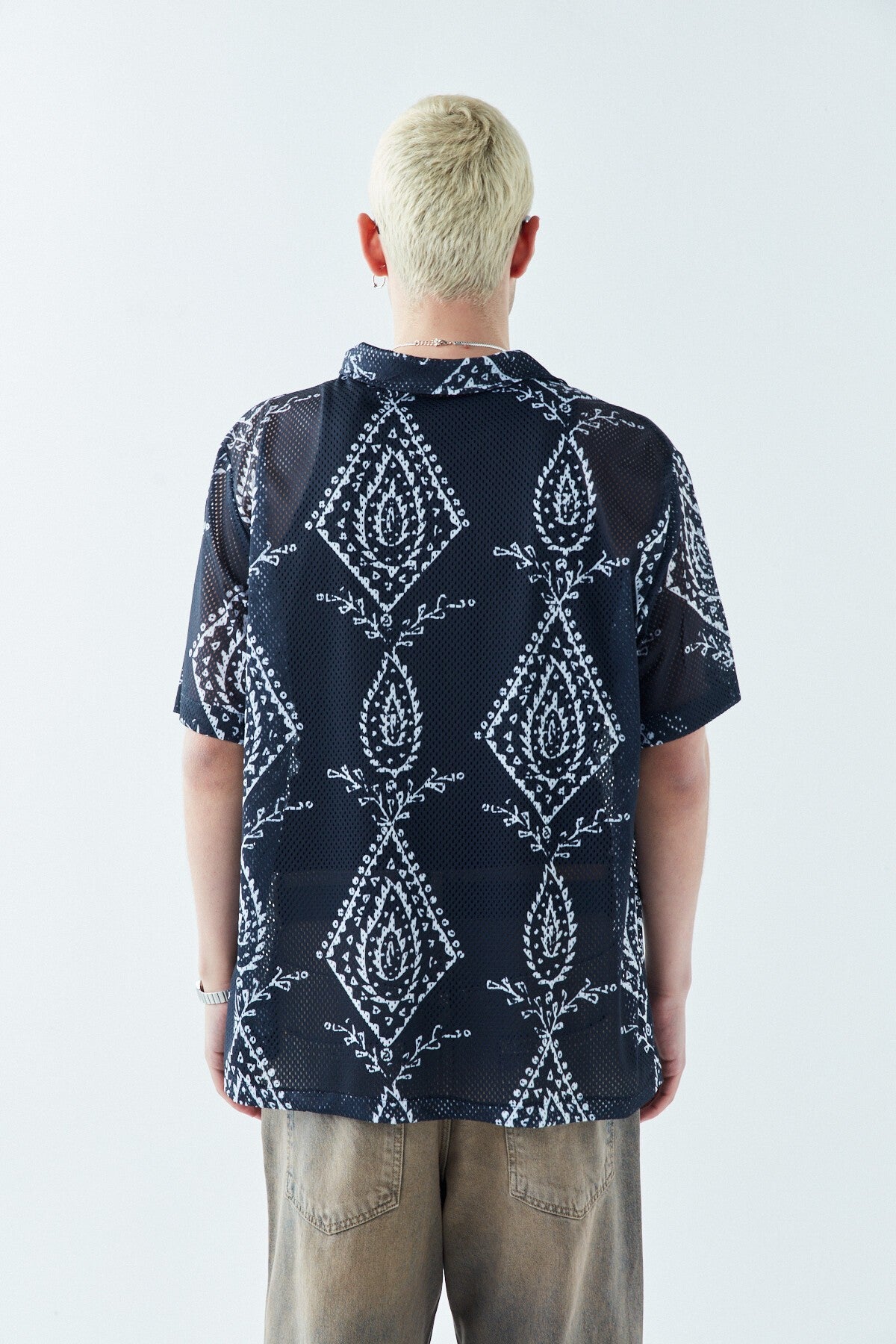 Patterned, Ribbed Oversized Shirt